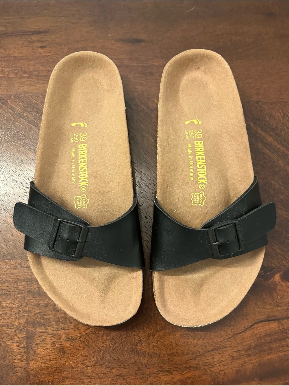 NWOT Birkenstock Black Madrid Birko-Flor Sandals Size 8 (EU 39)